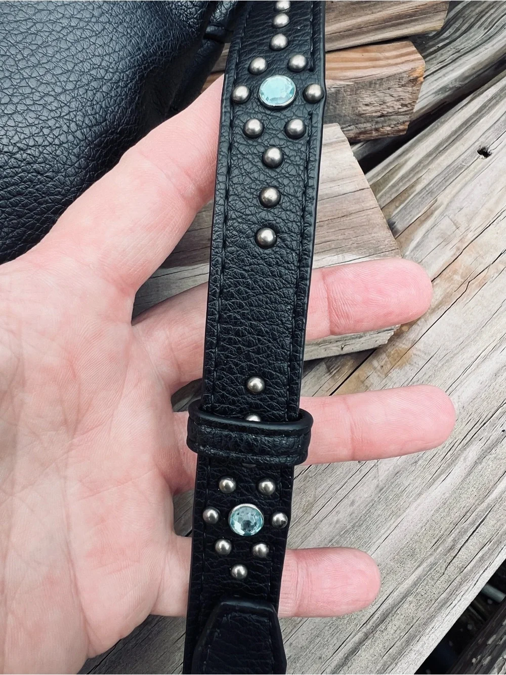 •Black Leather Riveted Crossbody Belt Bag! NEW!